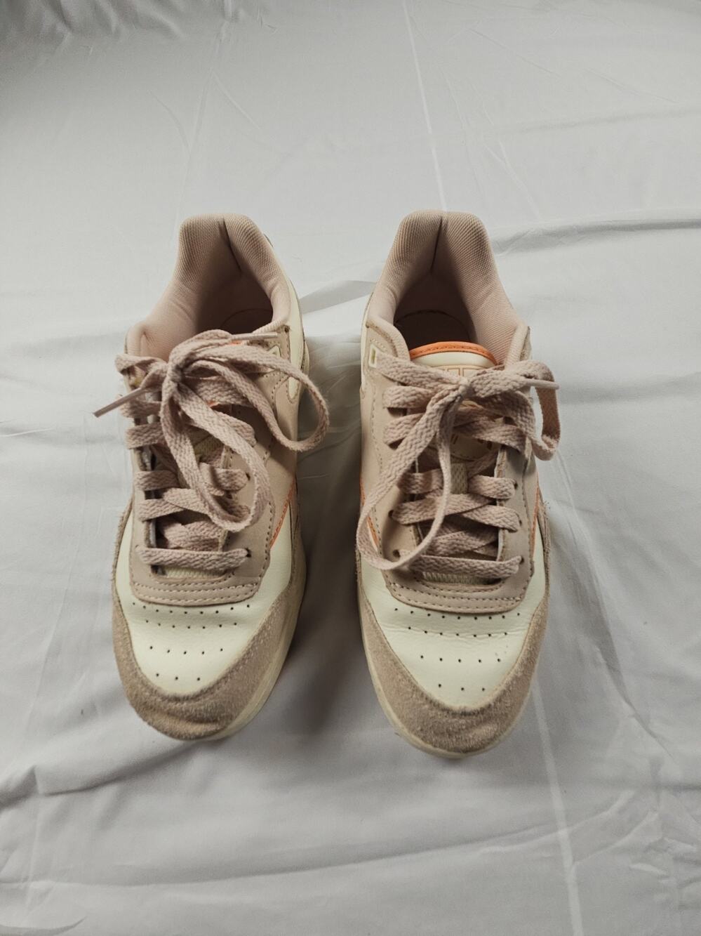 Womens 6.5 Classic Leather Sneakers Cream Pink Orange Retro by Reebok